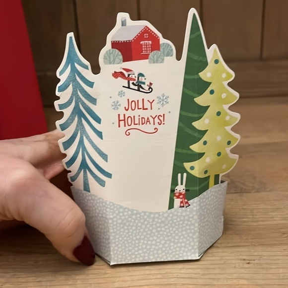 Hallmark Wonderfolds Pop-Up Christmas Cards Set of 6 Two Varieties Tree Snowman - Picture 2 of 9